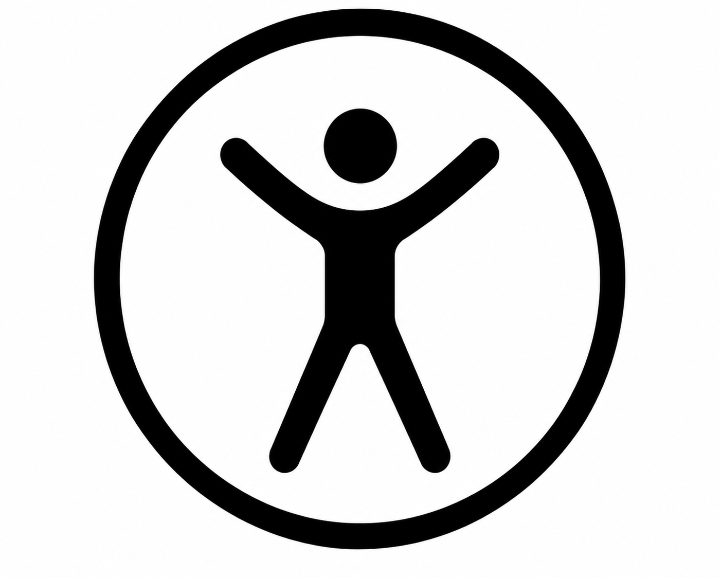 Accessibility icon of a person with outstretched arms inside a circle.
